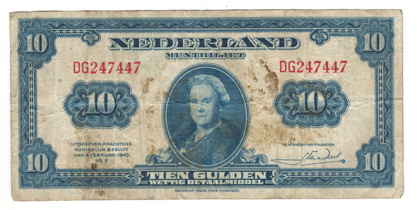Netherlands: 1943 10 Gulden Banknote